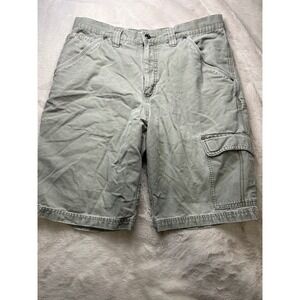 Columbia Cargo Shorts Mens 34 Sage Green Excellent Canvas Utility Hiking 11in
